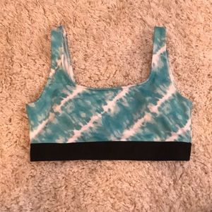 Blue tie-dye Sports Bra